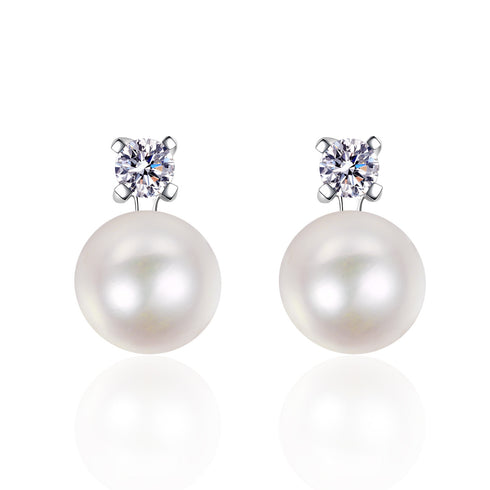 Classic Kate Pearl Moissanite Stud Earrings